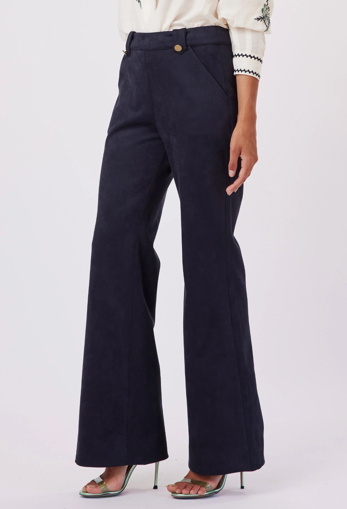 Once Was Outland Faux Suede Flared Leg Pant