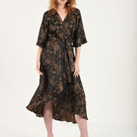 Maud Dainty Lens Silk Wrap Dress